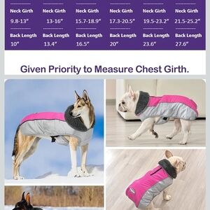 Petglad Pink and Gray Dog Jacket, Small, chest girth 12.6" - 16.1"
